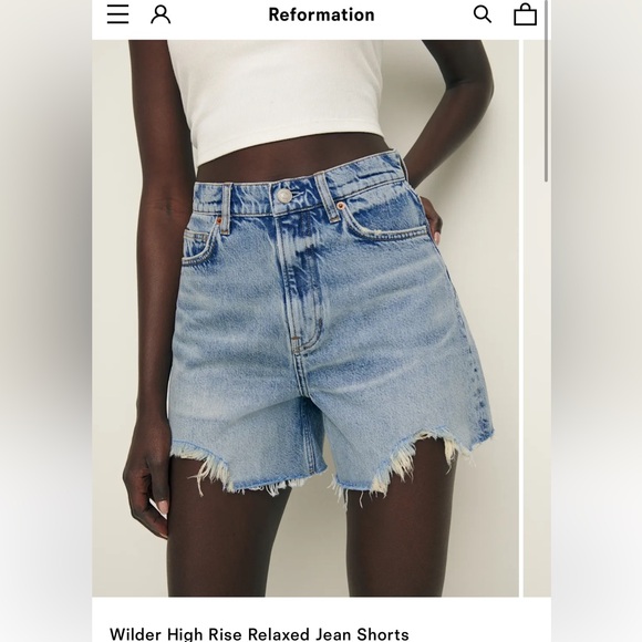 Reformation Wilder High Rise Relaxed Jean Shorts 24 - Picture 1 of 7